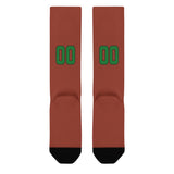 Custom Coral Red Emerald Green Knee-High Sock
