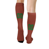 Custom Coral Red Emerald Green Knee-High Sock