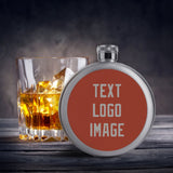Custom Coral Red Gray Hip Flask
