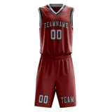 Custom Coral Red Gray Basketball Set