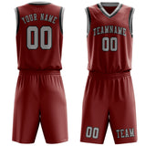 Custom Coral Red Gray Basketball Set