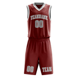 Custom Coral Red Gray Basketball Set