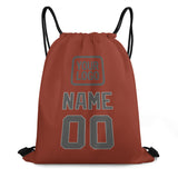Custom Coral Red Dark Grey Drawstring Bag