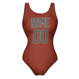 Custom Coral Red Dark Grey Swimsuit