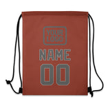 Custom Coral Red Dark Grey Drawstring Bag