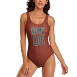 Custom Coral Red Dark Grey Swimsuit