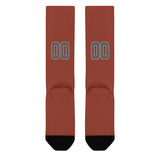 Custom Coral Red Dark Grey Knee-High Sock