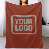 Custom Coral Red Gray Blanket