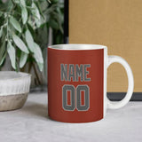 Custom Coral Red Dark Grey Mug