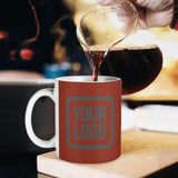Custom Coral Red Dark Grey Mug
