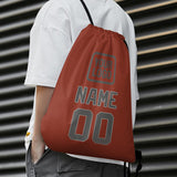 Custom Coral Red Dark Grey Drawstring Bag
