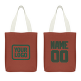 Custom Coral Red Dark Green Canvas Tote Bag