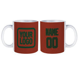 Custom Coral Red Dark Green Mug
