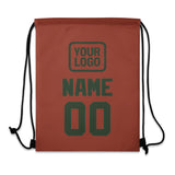 Custom Coral Red Dark Green Drawstring Bag