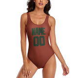 Custom Coral Red Dark Green Swimsuit