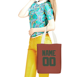 Custom Coral Red Dark Green Canvas Tote Bag