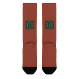 Custom Coral Red Dark Green Knee-High Sock