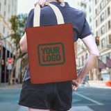 Custom Coral Red Dark Green Canvas Tote Bag