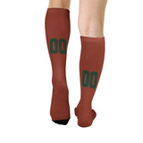 Custom Coral Red Dark Green Knee-High Sock