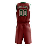 Custom Coral Red Green Basketball Set