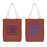 Custom Coral Red Light Purple Canvas Tote Bag