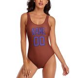 Custom Coral Red Light Purple Swimsuit