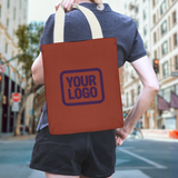 Custom Coral Red Light Purple Canvas Tote Bag