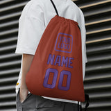 Custom Coral Red Light Purple Drawstring Bag