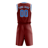 Custom Coral Red Light Blue Basketball Set
