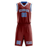 Custom Coral Red Light Blue Basketball Set