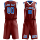Custom Coral Red Light Blue Basketball Set