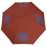 Custom Coral Red Sky Blue Automatic Umbrella