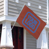 Custom Coral Red Sky Blue Flag