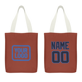 Custom Coral Red Navy Canvas Tote Bag