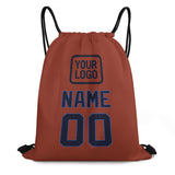 Custom Coral Red Navy Drawstring Bag