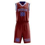 Custom Coral Red Sky Blue Basketball Set