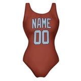 Custom Coral Red Light Blue Swimsuit