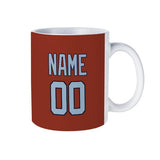 Custom Coral Red Light Blue Mug