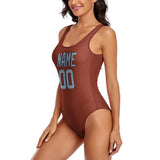 Custom Coral Red Light Blue Swimsuit