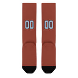 Custom Coral Red Light Blue Knee-High Sock