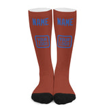 Custom Coral Red Sky Blue Knee-High Sock