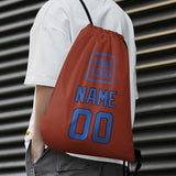 Custom Coral Red Sky Blue Drawstring Bag