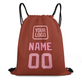 Custom Coral Red Light Pink Drawstring Bag