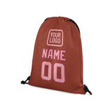 Custom Coral Red Light Pink Drawstring Bag