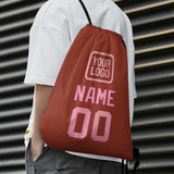 Custom Coral Red Light Pink Drawstring Bag