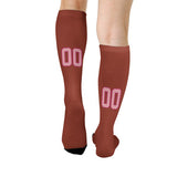 Custom Coral Red Light Pink Knee-High Sock
