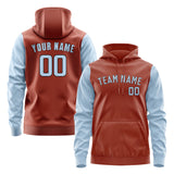 Custom Coral Red Light Blue Hoodie