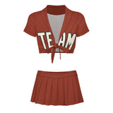 Custom Coral Red Cream Cheerleading Uniform Set