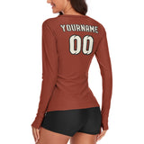 Custom Coral Red Cream Women's Long-Sleeve Shirt