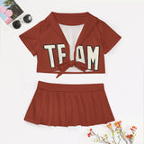 Custom Coral Red Cream Cheerleading Uniform Set